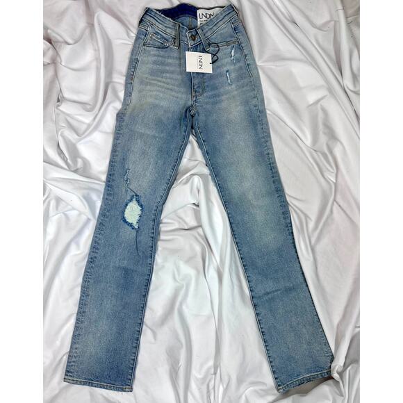 LNDN Landon Denim High Rise Straight Leg Distressed Jeans 27" Waist - Picture 1 of 16